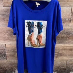Callie Tshirt Appliqué and Embellishments, Ladies Size 3X, Royal Blue